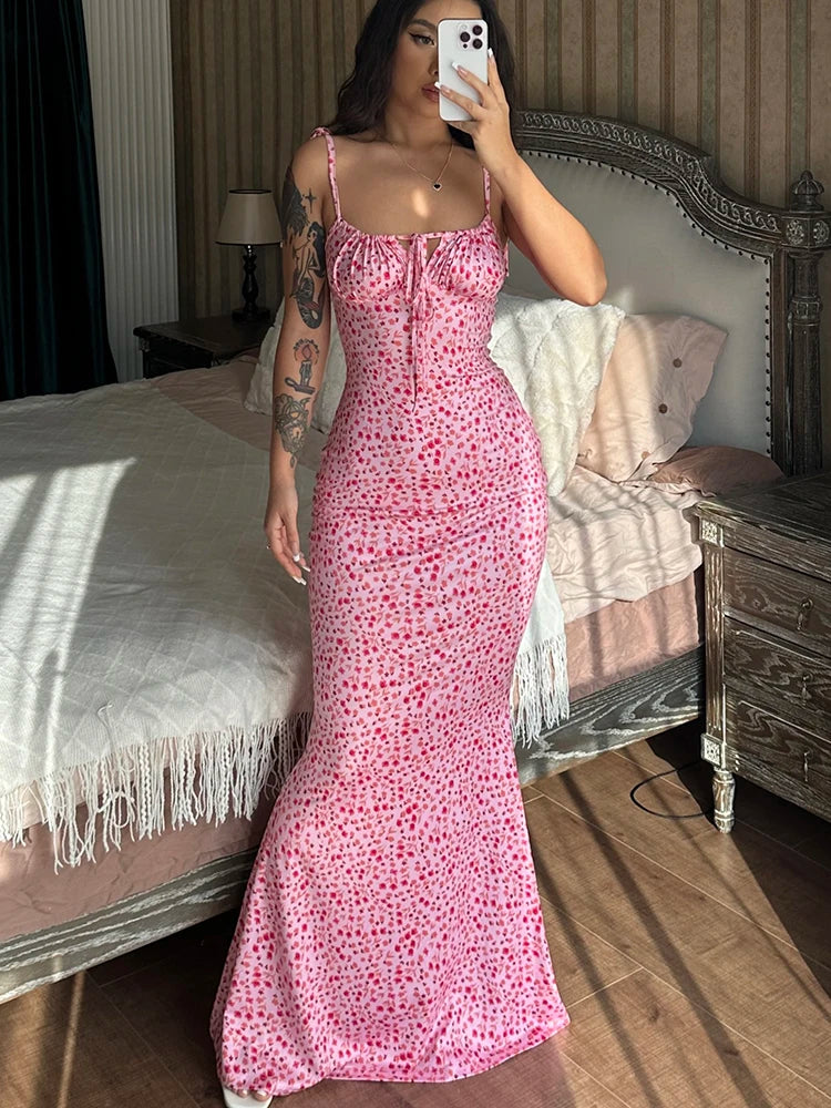 Floral Print Backless Maxi Dress - Summer Essential.