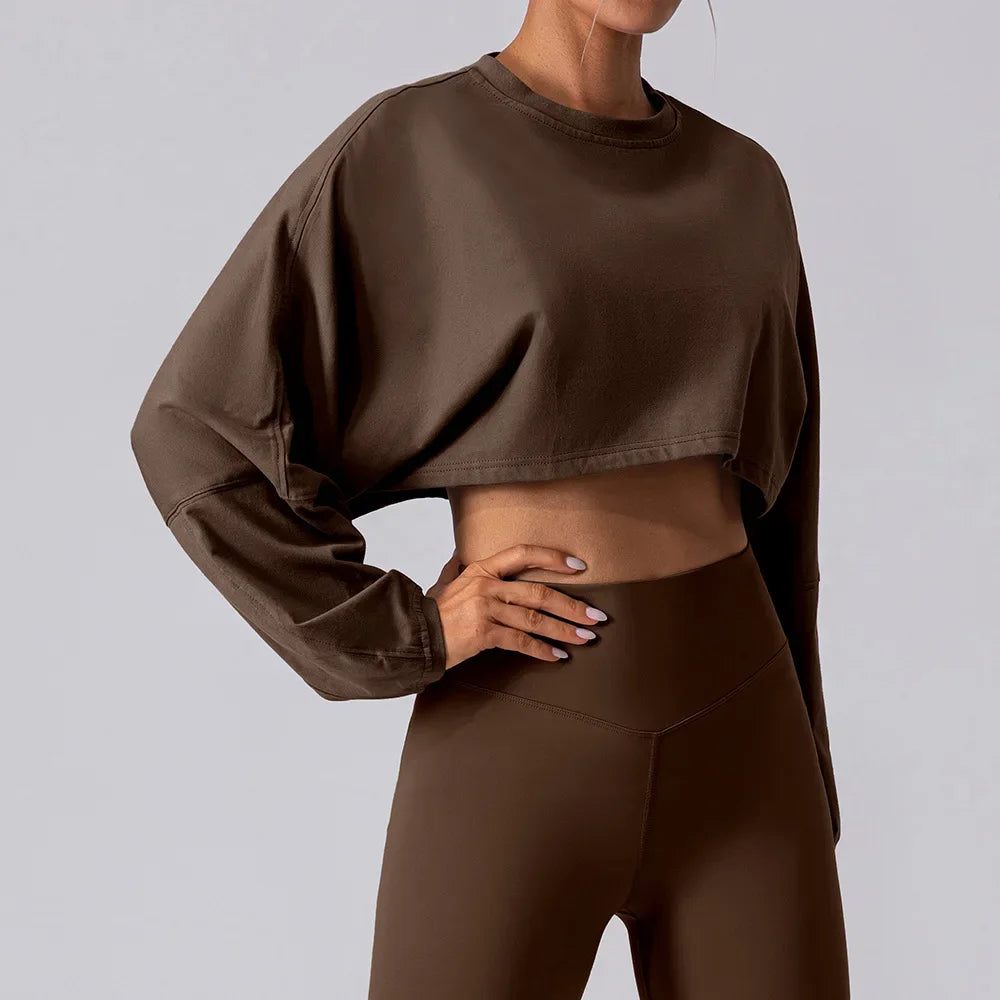 Women's Long Sleeve Sports Crop Top - Trending Gym Wear.