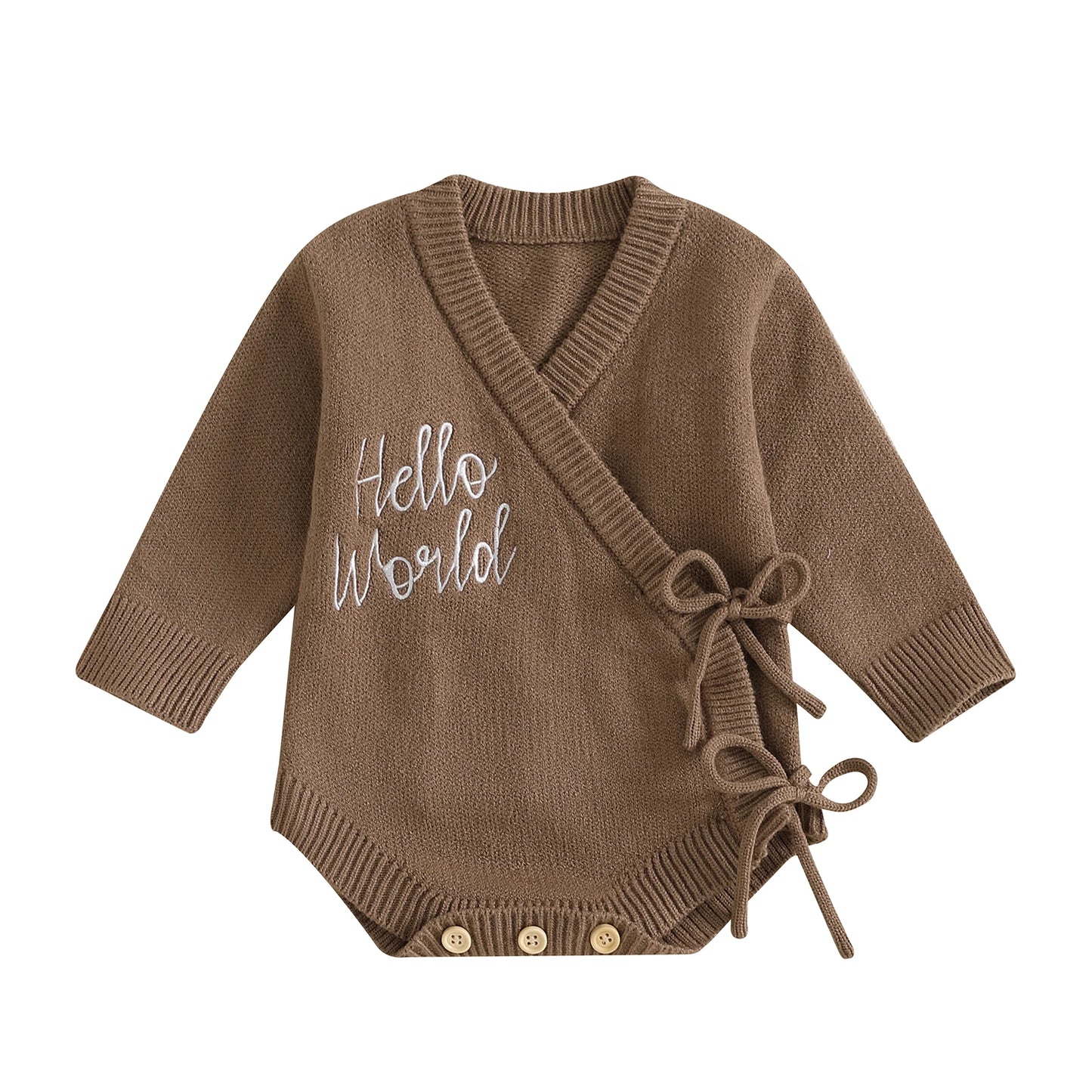 Soft Knitted Newborn Baby Sweater Rompers with Letter Embroidery