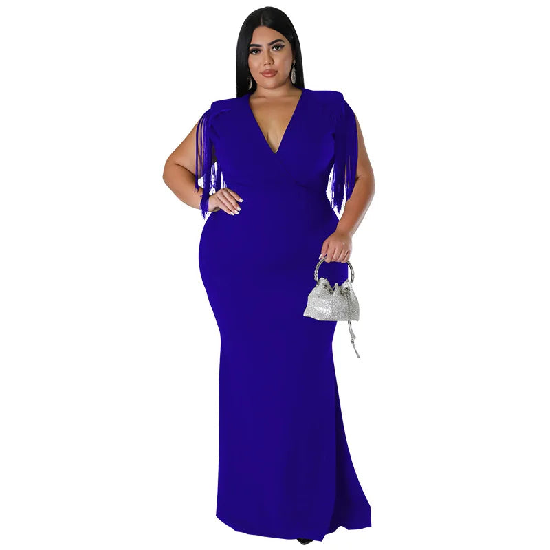 Chic Plus Size Tassel Maxi Dress for Women.