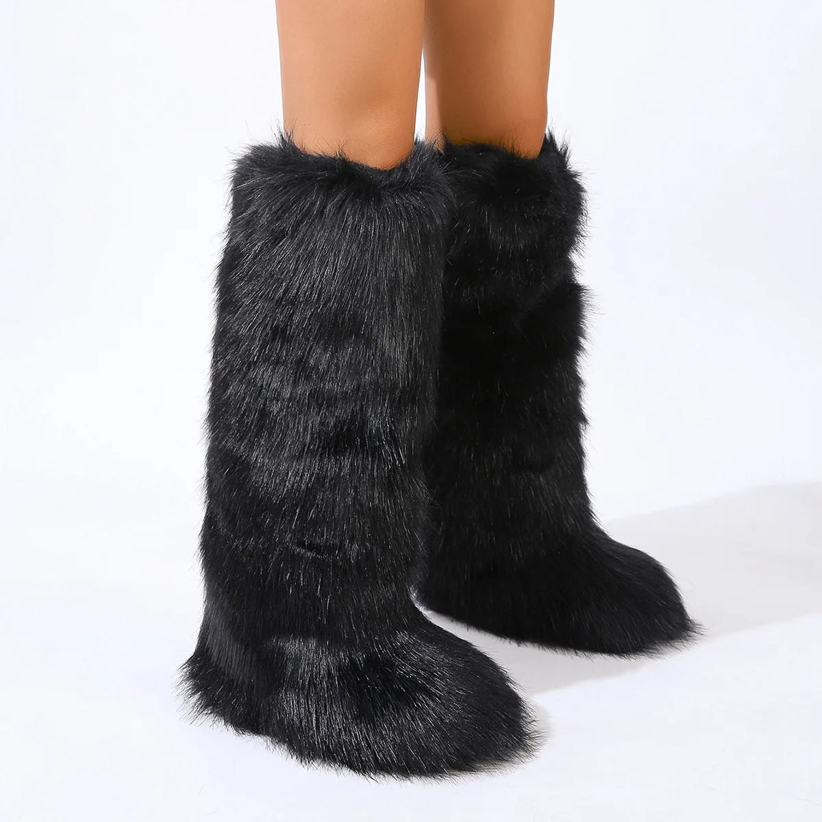 2025 Women's Winter Thigh High Plush Faux Fur Boots