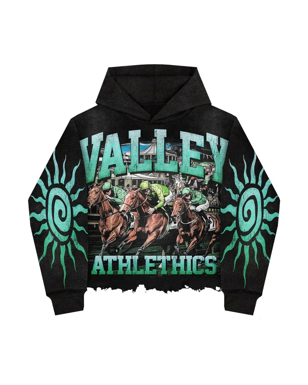 Harajuku Y2K Horse Racing Print Oversized Hoodie