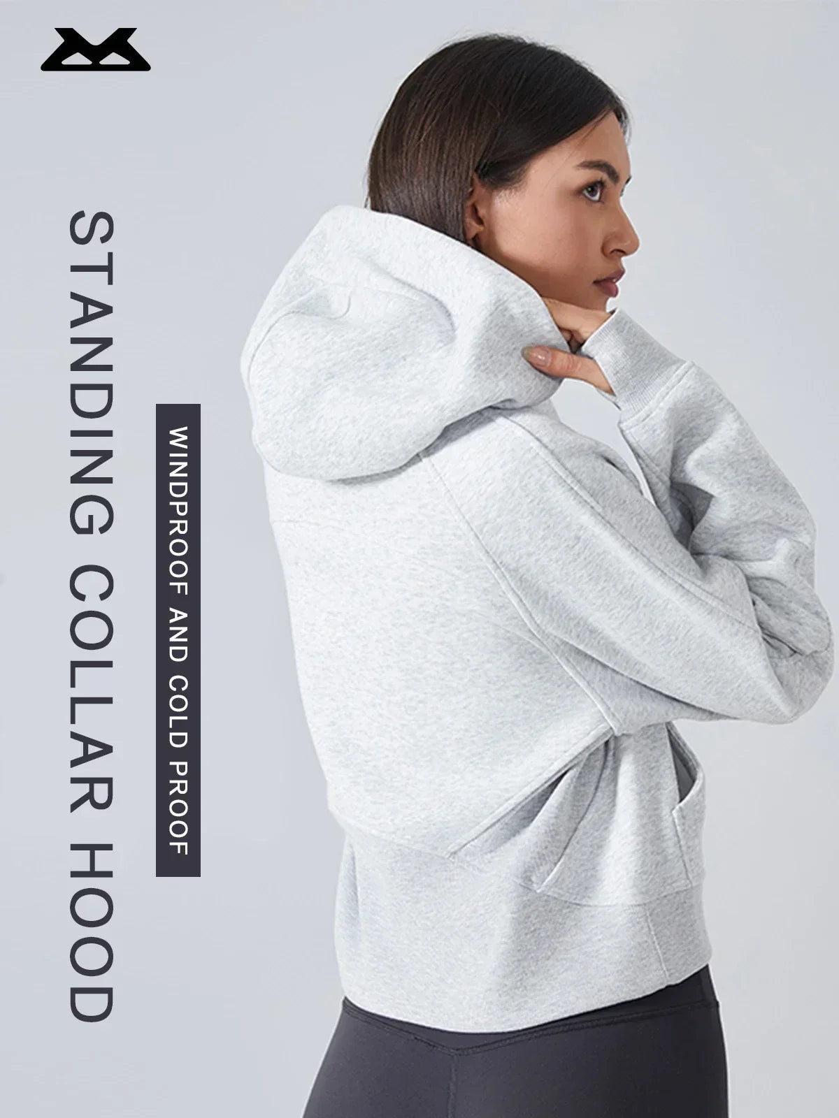 Women’s Fleece-Lined Half-Zip Hooded Yoga Jacket.