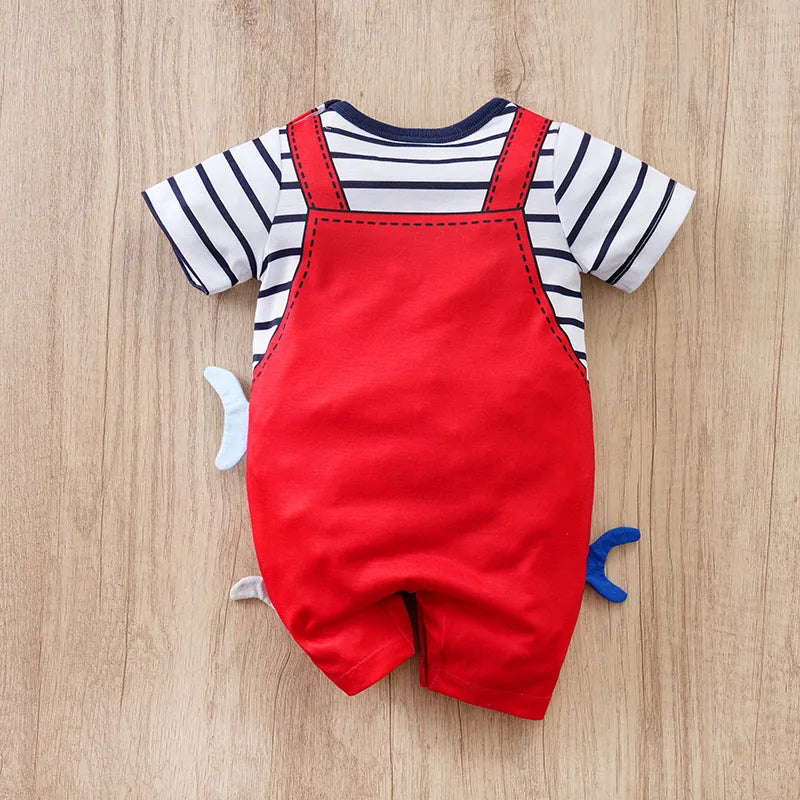 Adorable 3D Shark Print Baby Jumpsuit for 0-18M