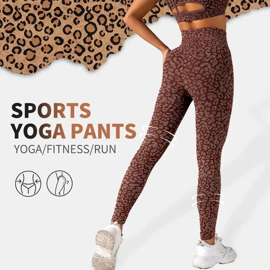 High Waist Leopard Print Yoga Pants for Women.