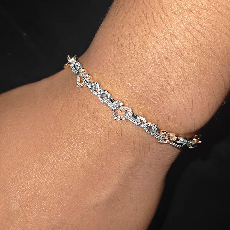 Dazzling Moissanite 8mm Infinity Heart Bracelet.