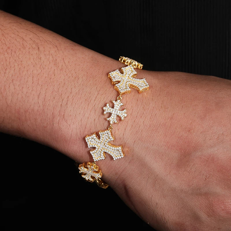 Moissanite Maltese Cross Bracelet - 925 Sterling Silver.