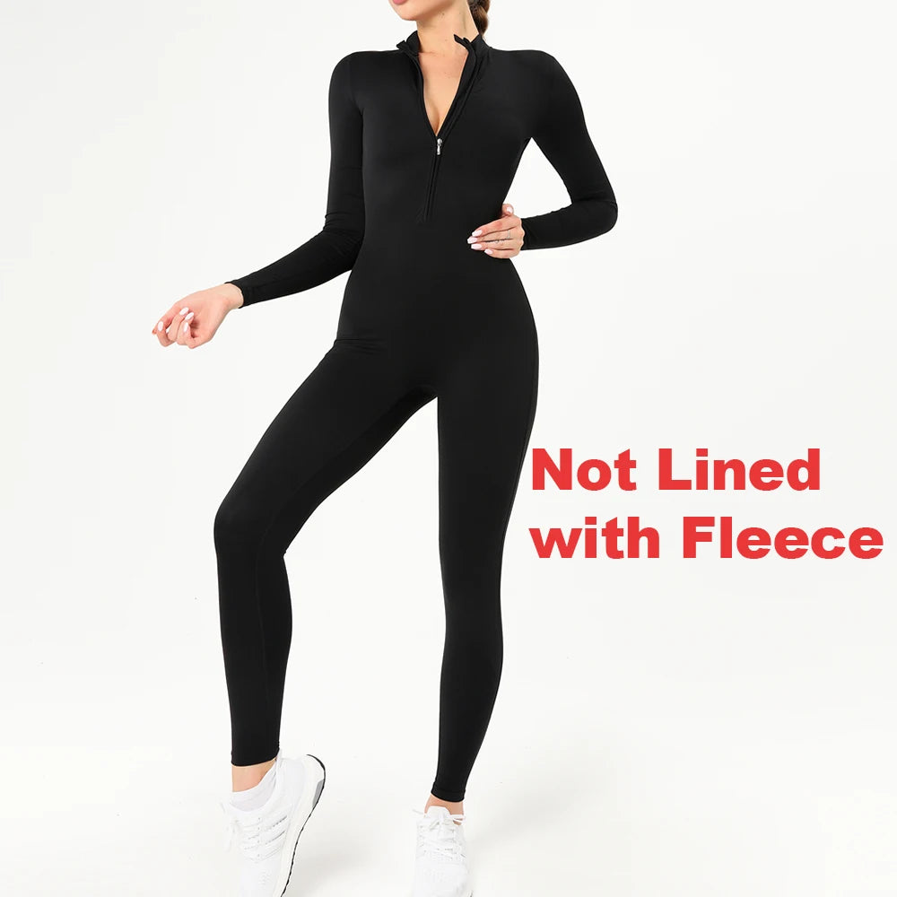 Warm Fleece Lined Long Sleeve Jumpsuit for Women.