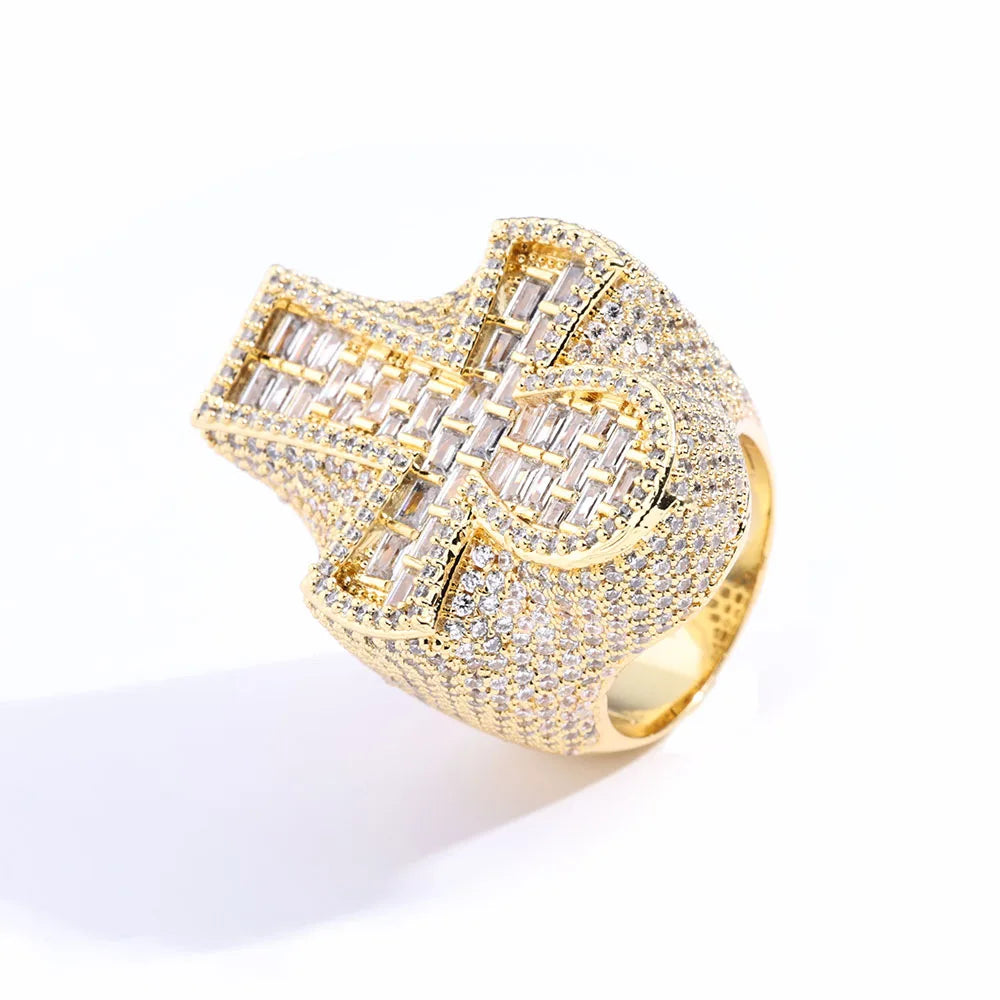 Men's Bling Cross Cuban Ring - Iced Out Diamond Style.