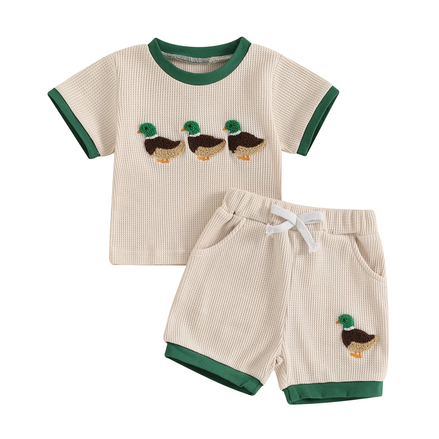 Cartoon Duck Embroidery Toddler Summer Outfit