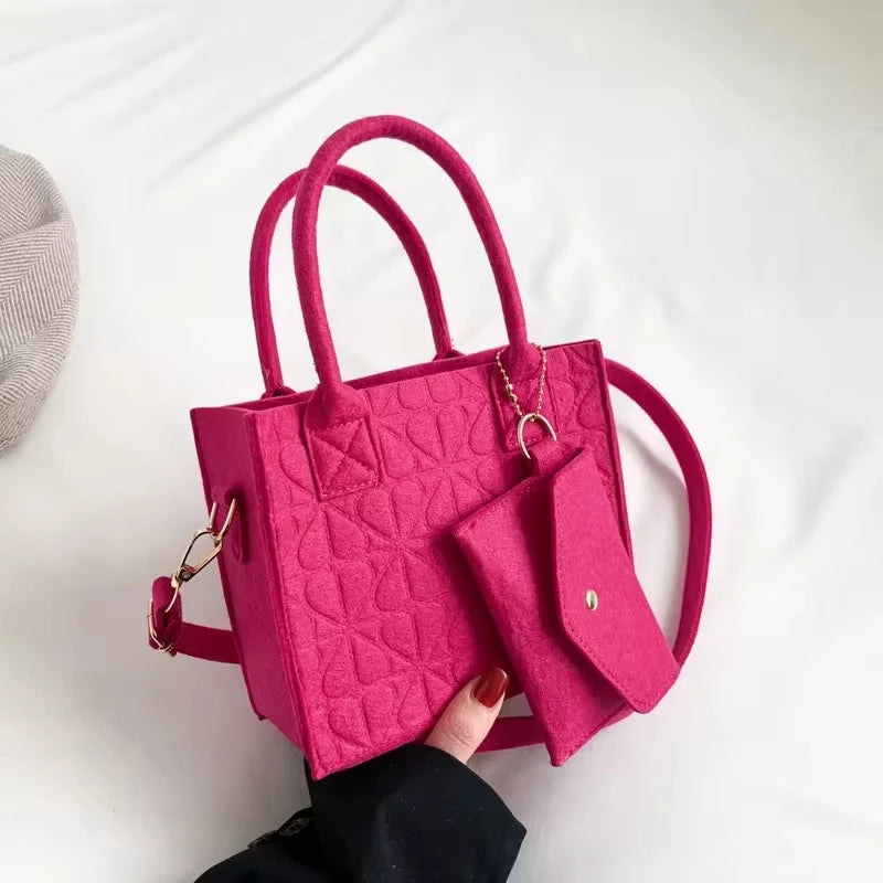 Minimalist Embossed Felt Handbag for Women.