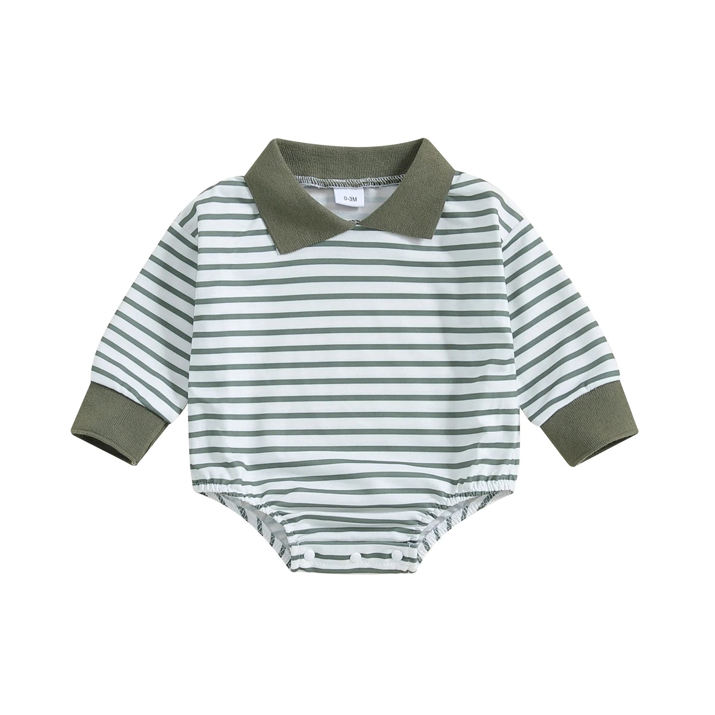 Stripe Print Newborn Romper - Long Sleeve Jumpsuit