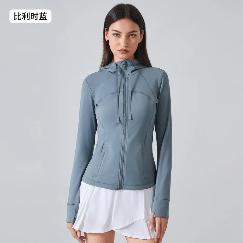 Trendy Women's Slim Fit Zip-Up Sports Hoodie Jacket.