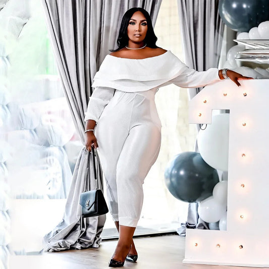 Plus Size Off Shoulder Jumpsuit for Women.