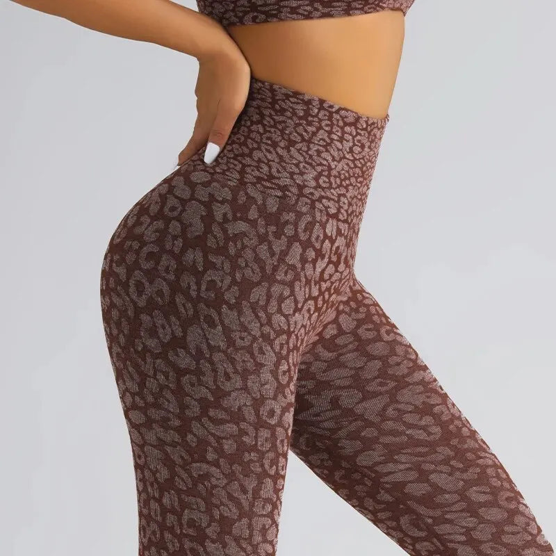 High Waist Leopard Print Yoga Pants for Women.