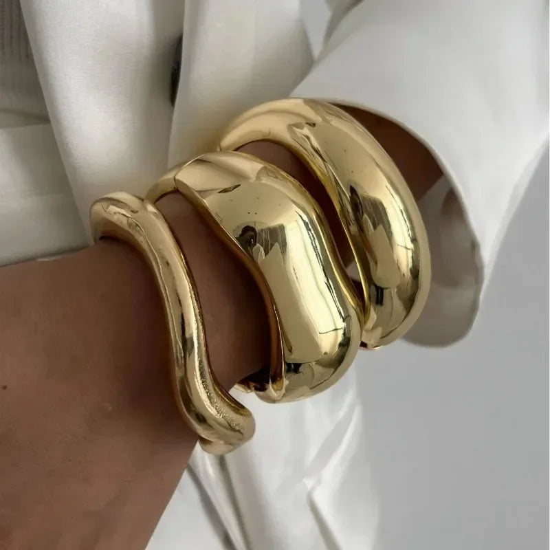 Geometric Wide Cuff Bangles - Punk Luxury Jewelry.