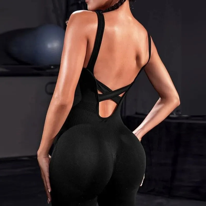 Trendy Sleeveless Backless Bodycon Jumpsuit.