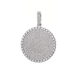 Luxury VVS Moissanite Round Pendant Necklace in Silver.