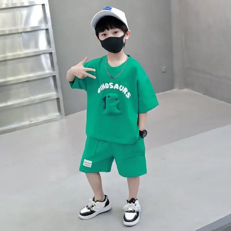 Kids Dinosaur Outfit Set - Short Sleeve T-Shirt & Shorts for Boys & Girls.