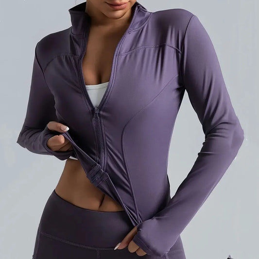 Women's Lightweight Zip-Up Running Jacket with Thumb Holes