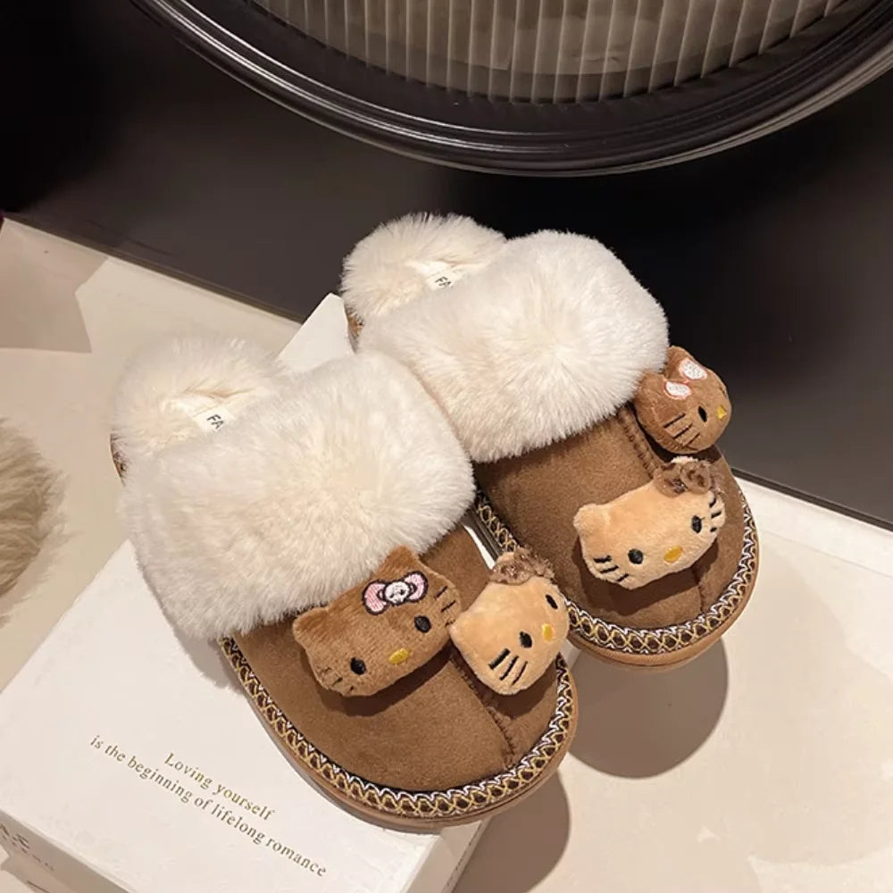 Hello Kitty Winter Plush Slippers - Cozy & Cute.