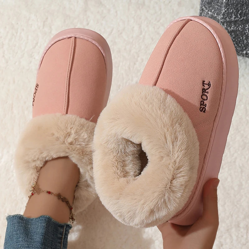 2025 Pink Faux Fur Winter Boots for Women