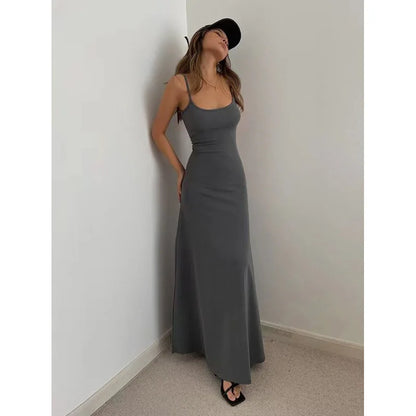 2025 Summer Women's Backless Halter Maxi Dress.