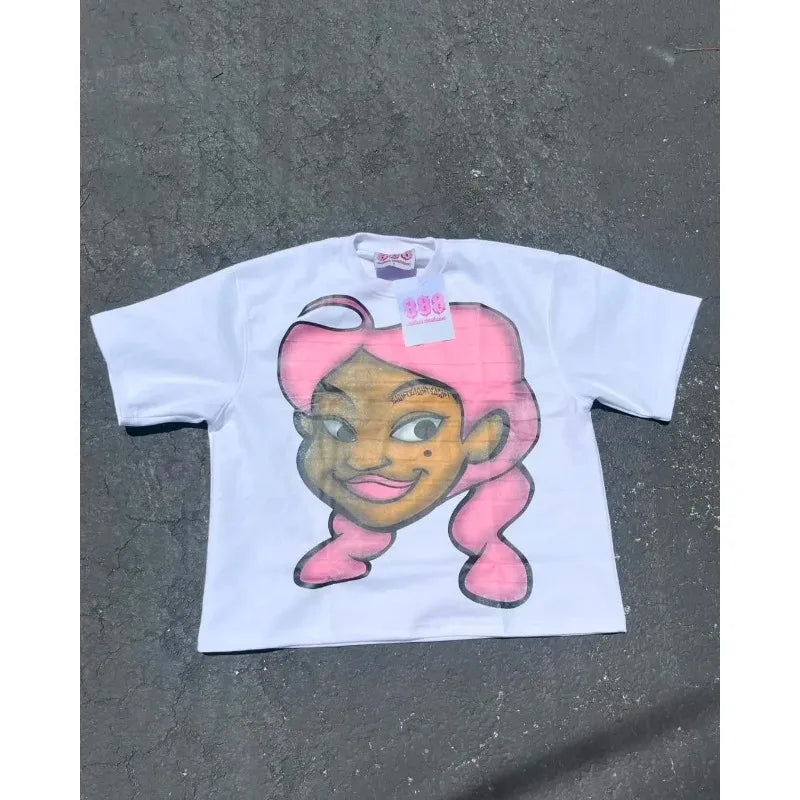 Summer Harajuku Cartoon Print Cotton T-shirt