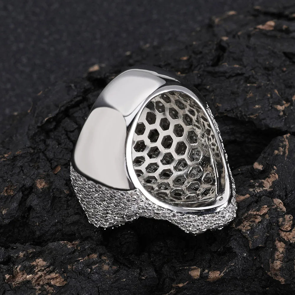 Men's Bling Cross Cuban Ring - Iced Out Diamond Style.