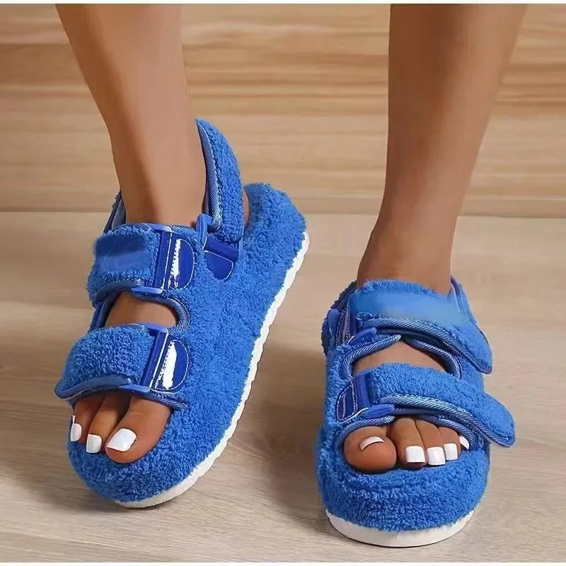 Women’s Plush Platform Sandals - Retro Casual Footwear