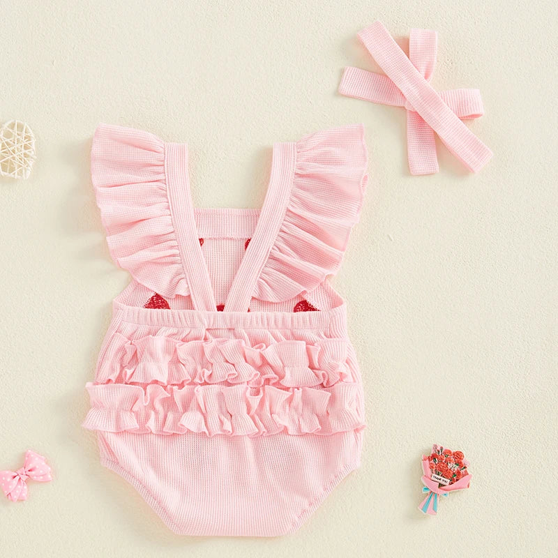 Sweet Style Newborn Girls Summer Romper with Heart Design