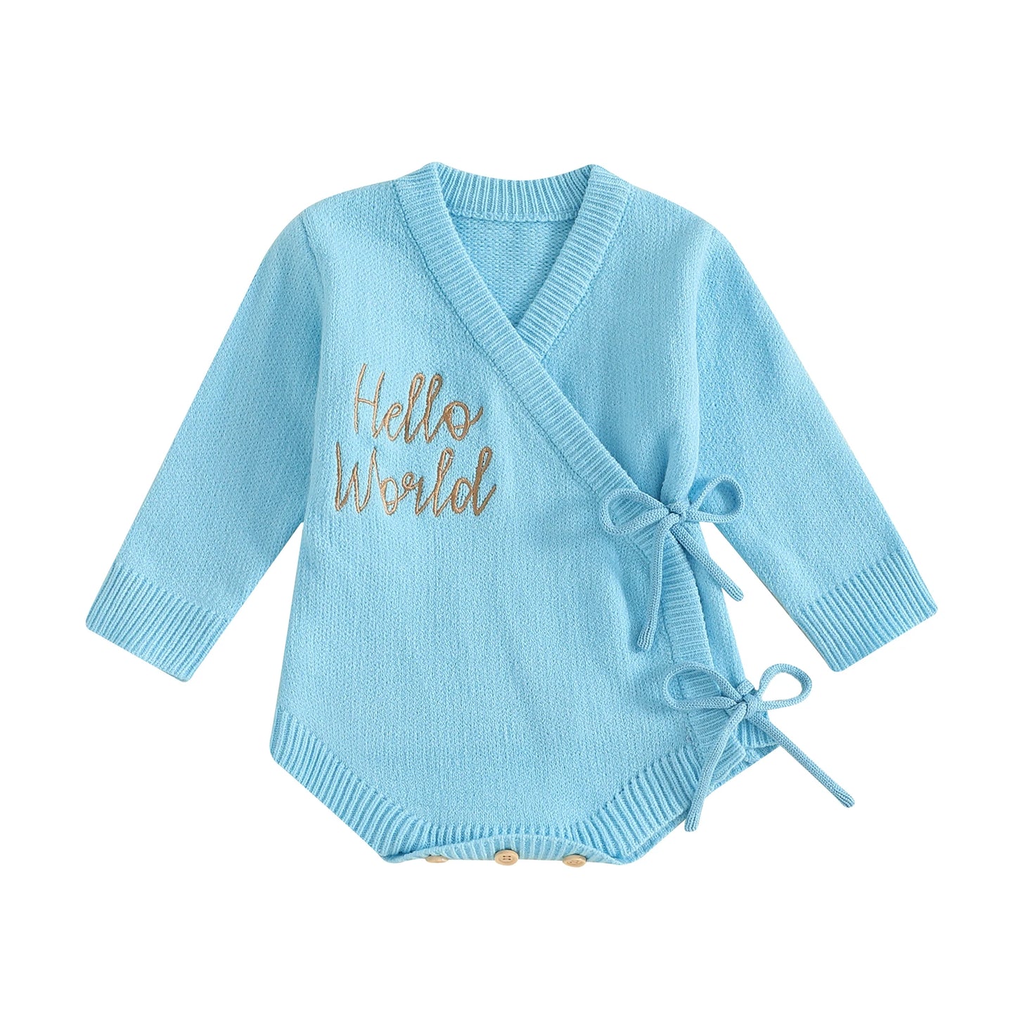 Soft Knitted Newborn Baby Sweater Rompers with Letter Embroidery