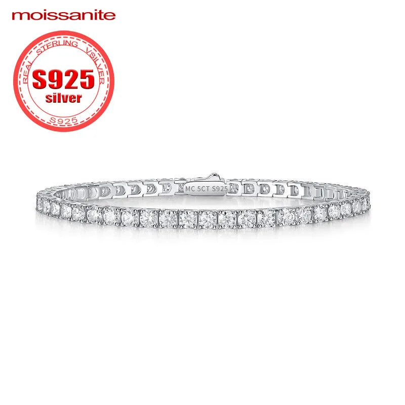 Dazzling Moissanite Tennis Bracelet in Sterling Silver.