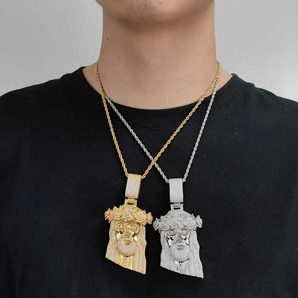 Iced Out Diamond Jesus Pendant - Luxury Hip Hop Jewelry.