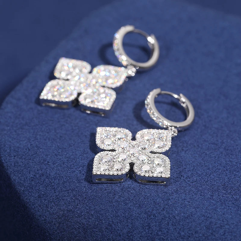 Dazzling Moissanite Ace Spades Earrings in Silver.