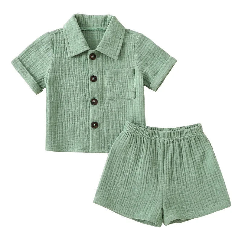 Cotton Linen Toddler Summer Outfit Set - 2PCS