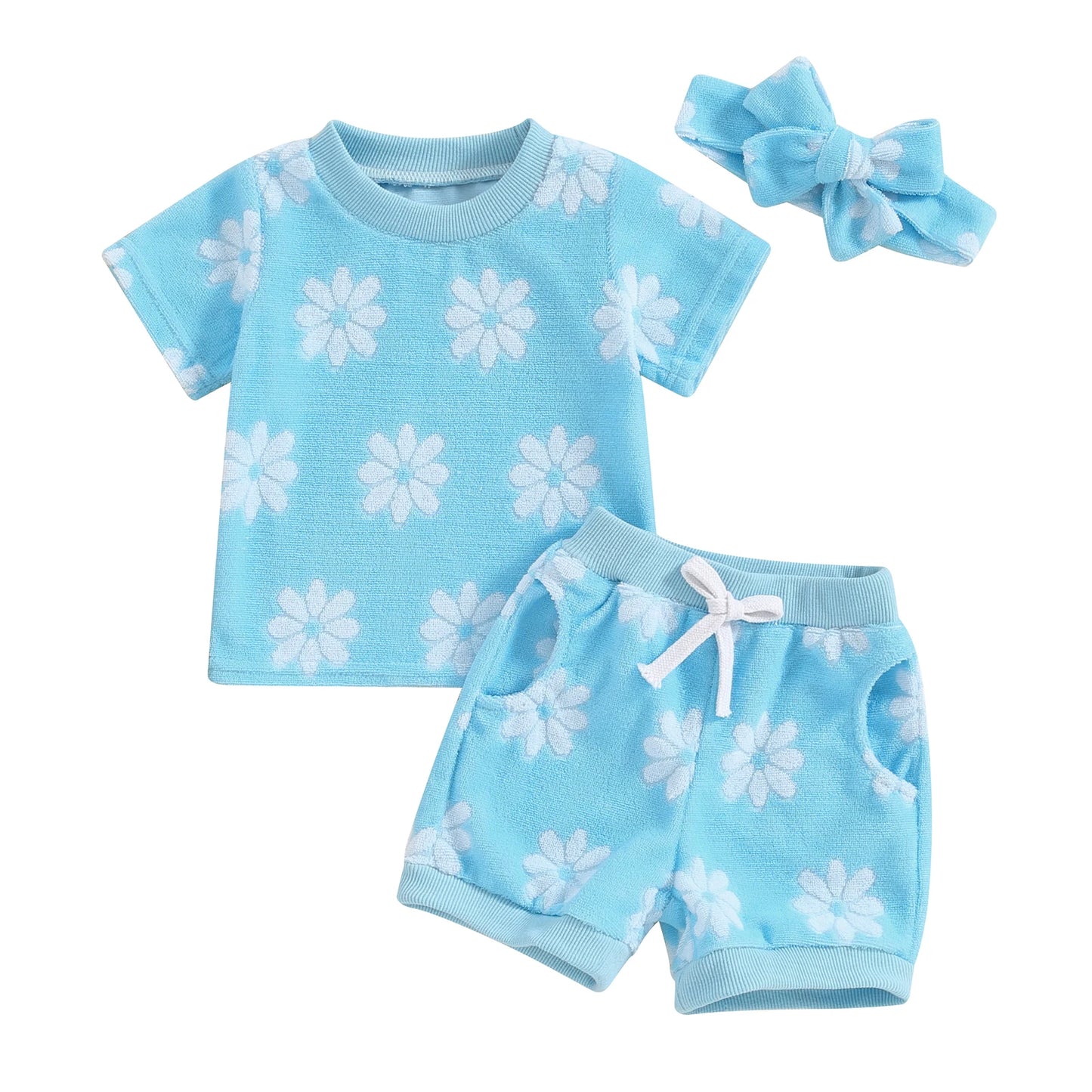 Daisy Floral Baby Girl Summer Outfit 3PCS Set