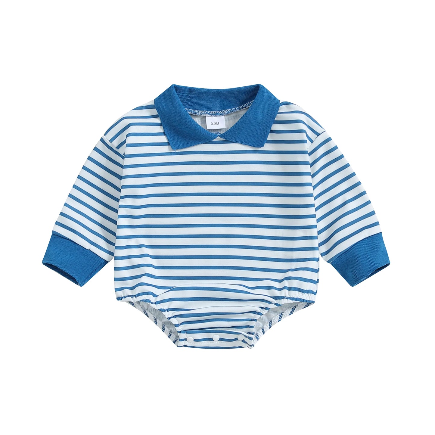 Stripe Print Newborn Romper - Long Sleeve Jumpsuit