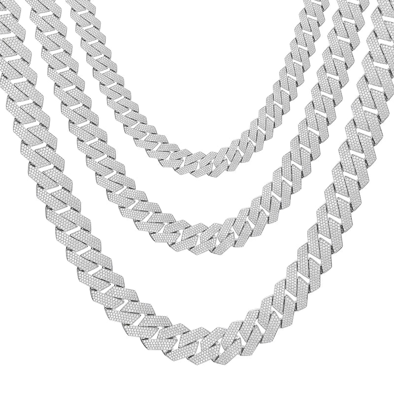 Moissanite Cuban Link Necklace - 16/20/27MM S925 Silver.