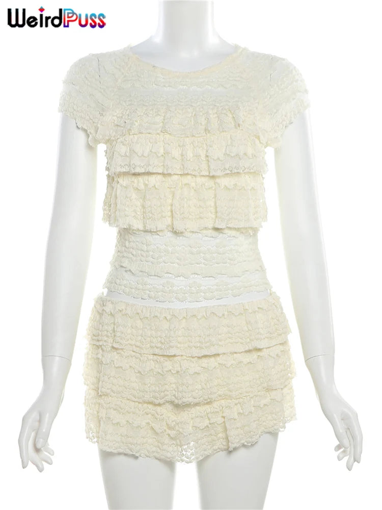 Chic Ruffle Tank & Shorts Two-Piece Set.