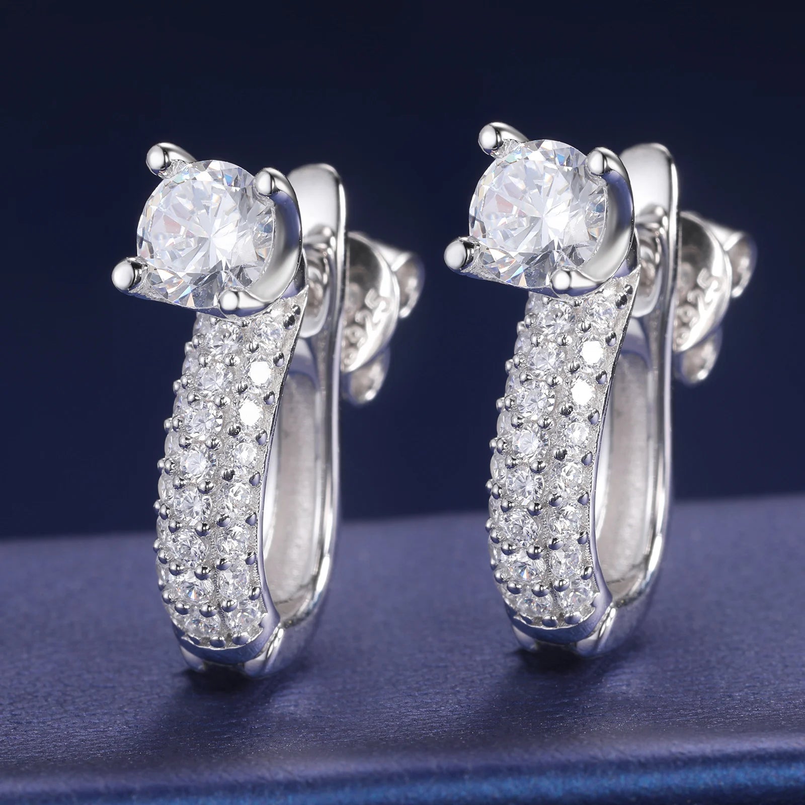 D Color Moissanite Stud Earrings in 925 Silver.