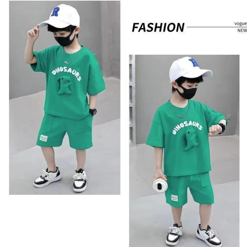 Kids Dinosaur Outfit Set - Short Sleeve T-Shirt & Shorts for Boys & Girls.