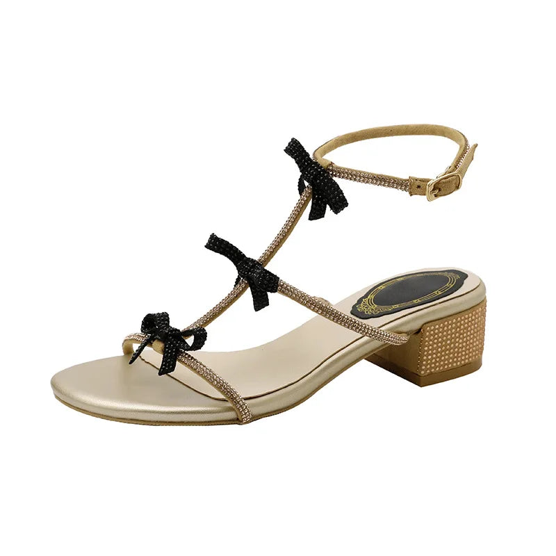 Chic Round Toe Low Heel Sandals for Women.