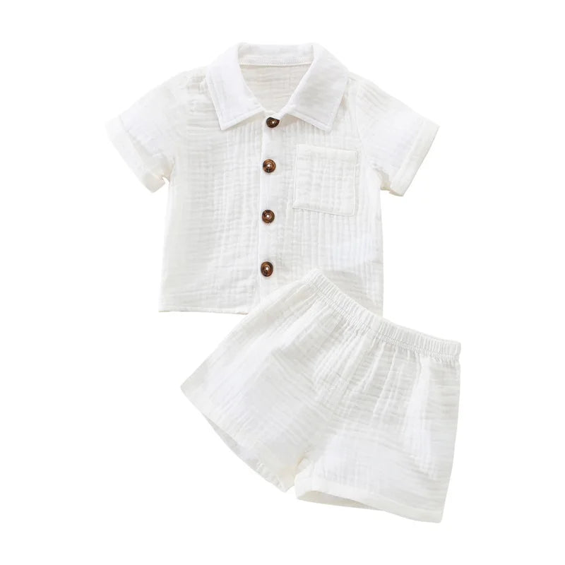 Cotton Linen Toddler Summer Outfit Set - 2PCS