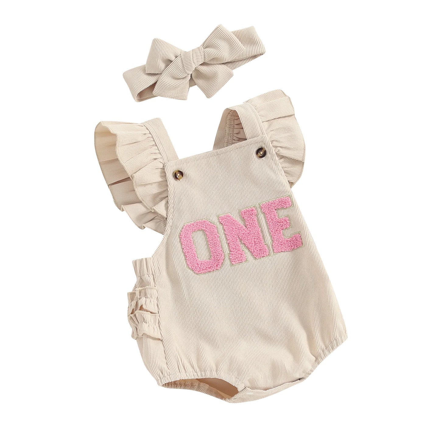 Corduroy Baby Girls Romper & Headband Set - Summer Essential