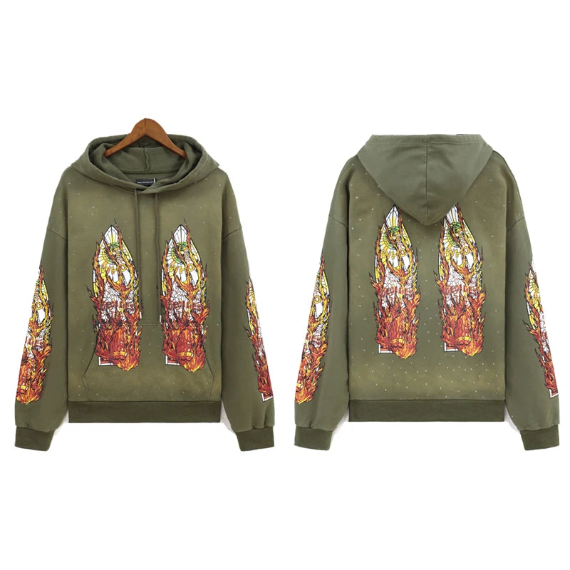 American High Street WDW Hoodie - Flame Printed Sweatshirt