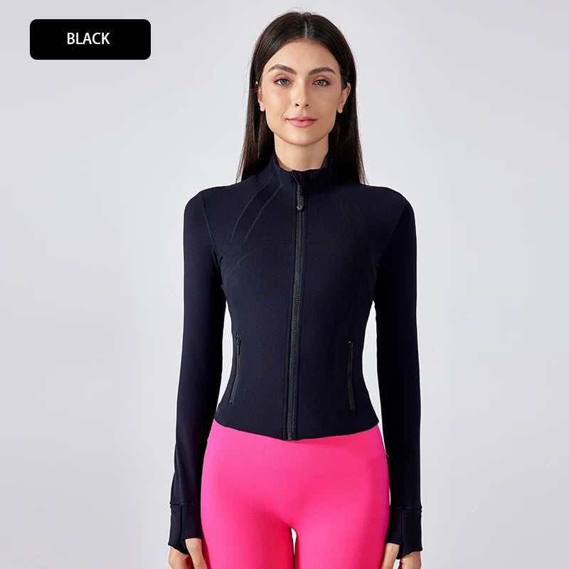 Women's Slim Fit Stand Collar Yoga Jacket.