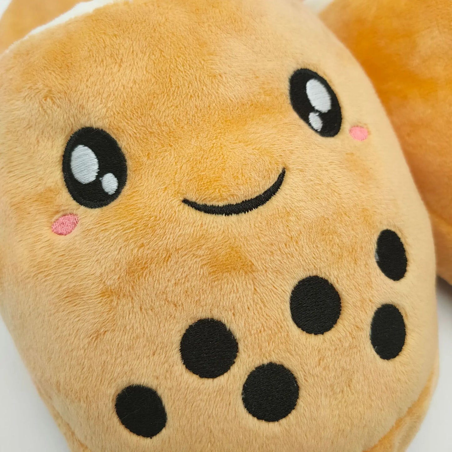 Cartoon Boba Milk Tea Plush Slippers - Cozy & Cute.