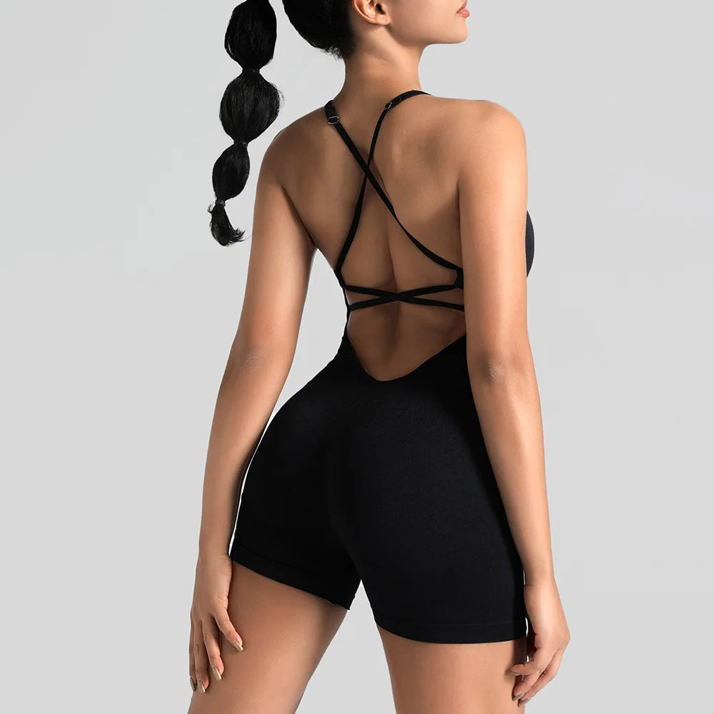 High Elastic Backless One Piece Yoga Jumpsuit.