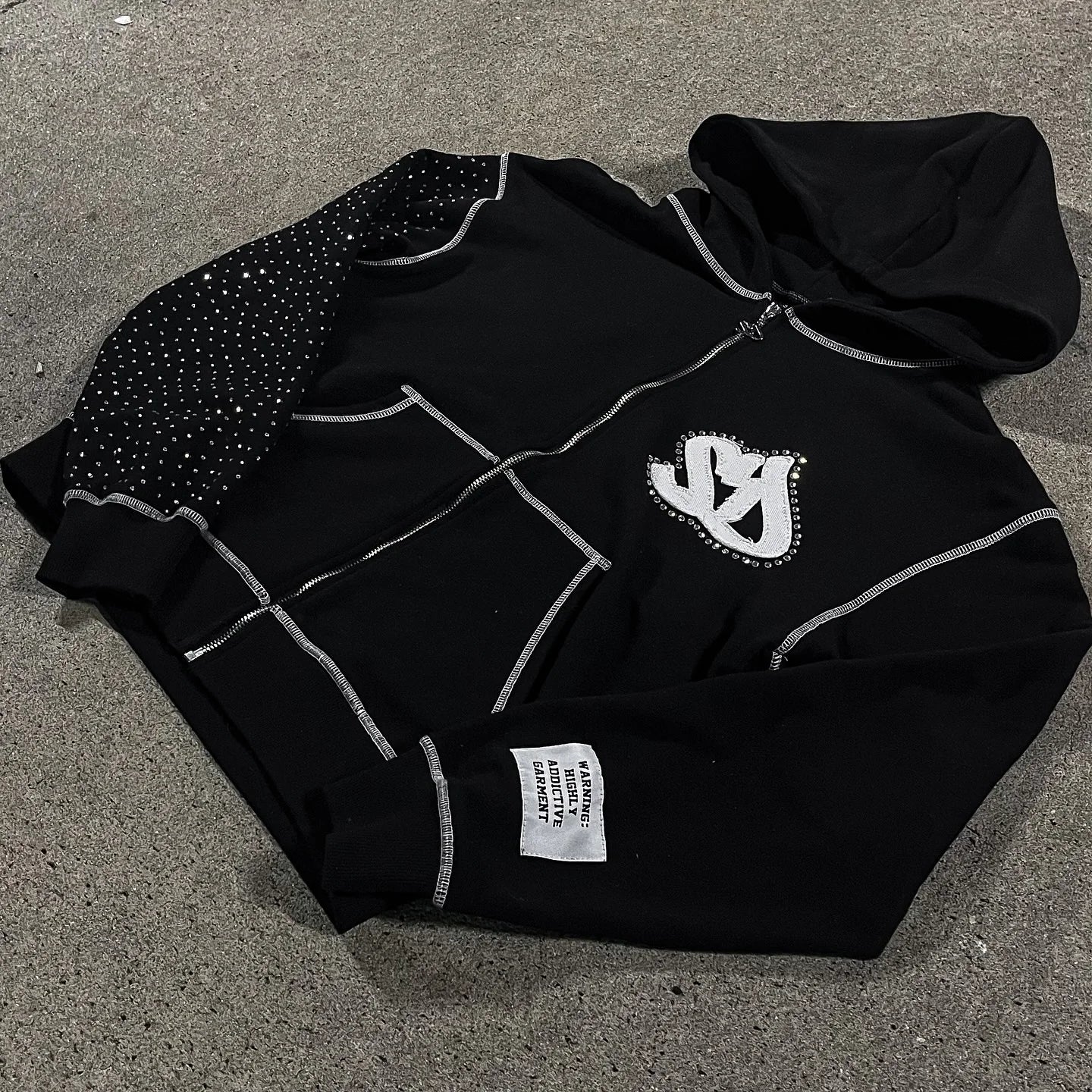 Oversized Y2K Embroidered Zipper Hoodie for Men